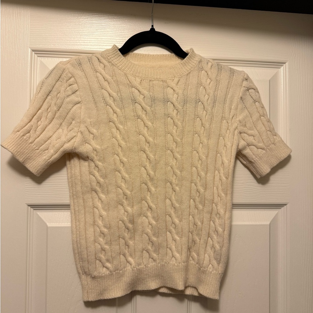 SHEIN Women's Soft Cream Cable Knit Sweater